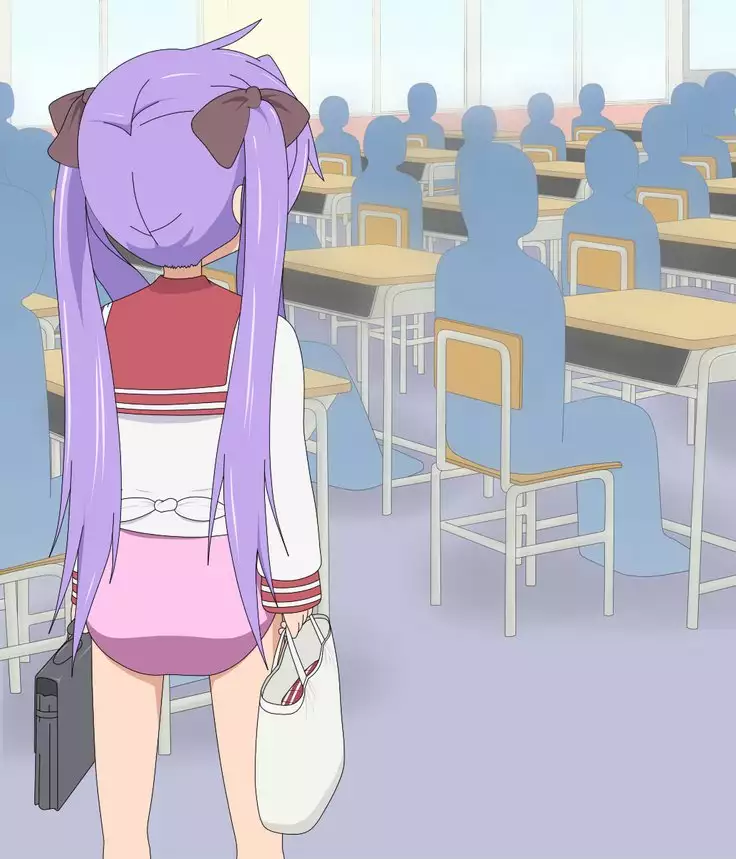 Kagami goes to shcool wearing diaper