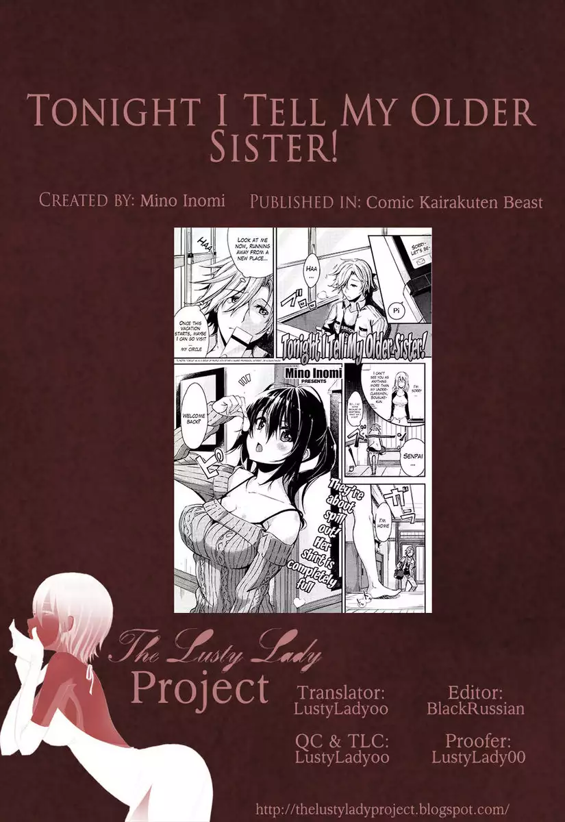Tonight I Tell My Older Sister!